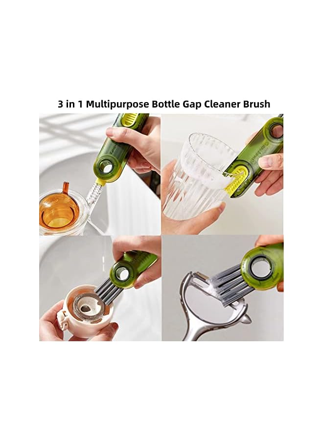 PROMASS 3 in 1 Multifunctional Cleaning Brush, Mini Cleaning Brush Tiny Bottle Cup Lid Detail Brush Straw Cleaner Tools, 3 in 1 Water Bottle Cleaning Brush for Cleaning Household Washing Tool (2pack) - Image 4