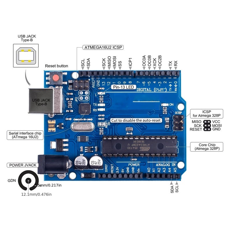 مجموعة مشاريع Arduino للمبتدئين مع شاشة LCD1602 ولوحة التجارب ومحرك سيرفو وحساسات وLEDs - Image 1