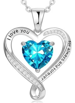 Zifeel Infinity Heart Pendant Necklace for Women 925 Sterling Silver, Silver Birthstone Necklace for Women, Anniversary Birthday Gifts for Her Wife Daughter Girlfriend Girls, Valentines Day Mothers Day  Gifts Jewelry for Women Mom…  - Image 1