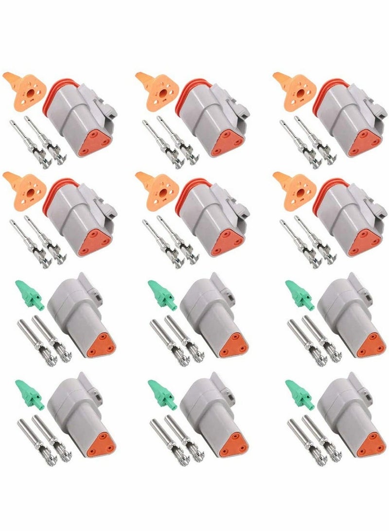 MUNTAQI DT Connector 3 Pin Gray Waterproof Electrical Wire Plug 42PC Way Sealed Male and Female for Motorcycle Scooter Car Truck Boats - Image 1
