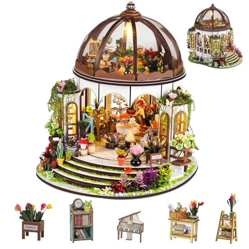 FLYNOVA DIY Miniature House KitGreen Garden Mini House Building Kit with LED FurnitureTiny House Dollhouse Kit for Adults Teen HobbyWooden Craft Mini Model KitPlants Lover Home Decor Birthday Gifts - Image 1