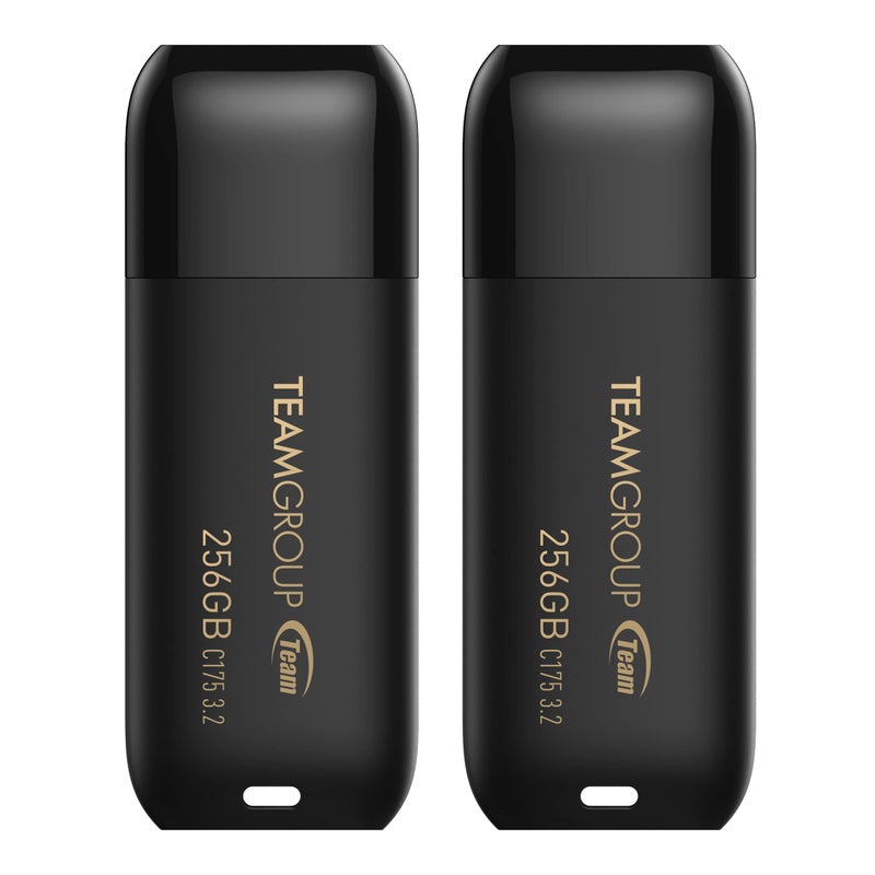 TEAMGROUP C175 256GB 2 Pack USB 32 Gen 1 USB 3130 Read 100MBs Flash Thumb Drive External Data Storage Memory Stick Compatible with ComputerLaptop Matte Black TC1753256GB22 - Image 2