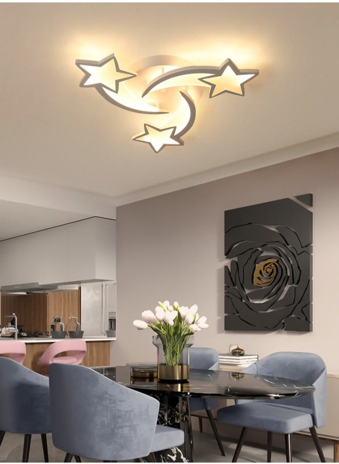 MIXDE Modern LED Ceiling Light, 45W 3-Head Star Shape Flush Mount Ceiling Lamp, Dimmable Remote Control Close to Ceiling Light Fixtures for Bedroom Dining Room Hallway Asile, White  - Image 1
