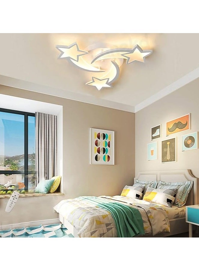 MIXDE Modern LED Ceiling Light, 45W 3-Head Star Shape Flush Mount Ceiling Lamp, Dimmable Remote Control Close to Ceiling Light Fixtures for Bedroom Dining Room Hallway Asile, White  - Image 2