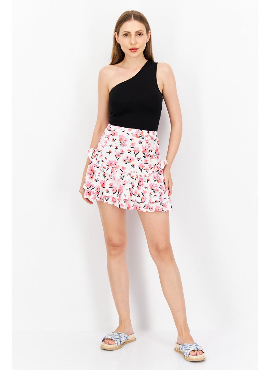 RIVER ISLAND Women Floral Print Mini Skirts, White Combo  - Image 2