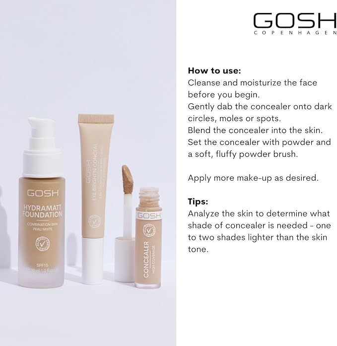 GOSH Concealer High Coverage 002 Ivory I High coverage liquid concealer to cover dark circles redness blemishes and pimples for sensitive skin I Longlasting vegan and allergycertified - Image 4
