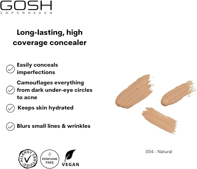 GOSH Concealer High Coverage 002 Ivory I High coverage liquid concealer to cover dark circles redness blemishes and pimples for sensitive skin I Longlasting vegan and allergycertified - Image 2