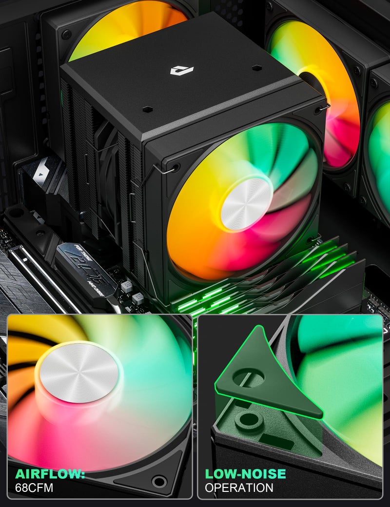 upHere CPU Cooler Air, Dual Tower ARGB CPU Cooler with 120mm PWM Fan, 6 Heat Pipes CPU Air Cooler ARGB for AM5/AM4/AM3, Cooler for PC Compatible with Intel LGA 1851/1700/1150/2011/2066/1151/1155/1156 - Image 5