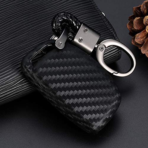 JVCV® Carbon Fiber Pattern Silicone Key Cover Compatible with Hyundai Creta i10 Grand i20 Elite i20 Active Xcent Verna 4s Tucson Elantra Grand i10 Nios 3 & 4 Button Smart Key with keychain (Black) - Image 4
