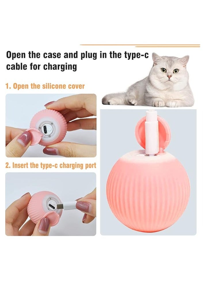 لعبة قطط تفاعلية، كرة قطط كهربائية مزودة بإضاءة LED، كرة تدور تلقائيًا بزاوية 360 درجة، كرة قطط ذكية تفاعلية مزودة بمنفذ USB للقطط الصغيرة داخل المنزل - Image 2