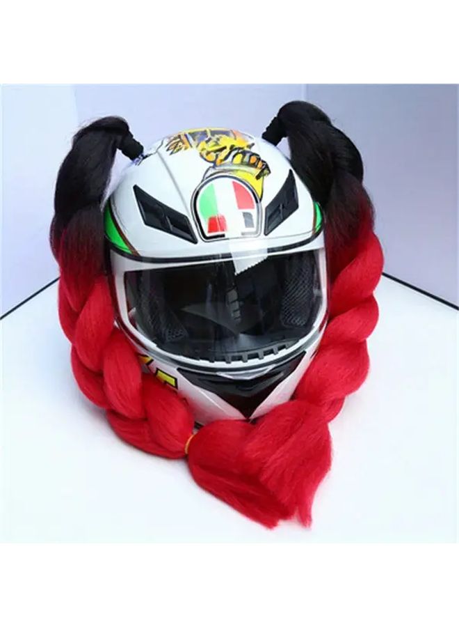 2pcs Detachable Ponytail Braids Black And Red Motorcycle Bicycle Accessories Universal Size Decorative Accessories - Image 1