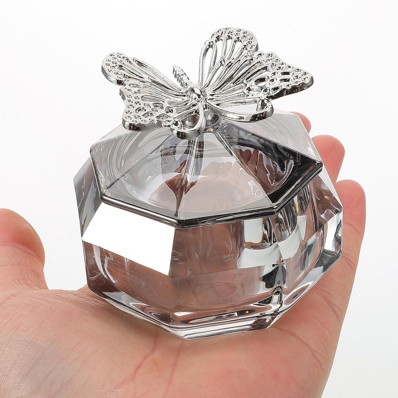 Manicure Nail Glass Cup with Lid Thickened Crystal Nail Art Dish and Brush Washing Octagonal Dark Gray Salon and Home Use - Image 4