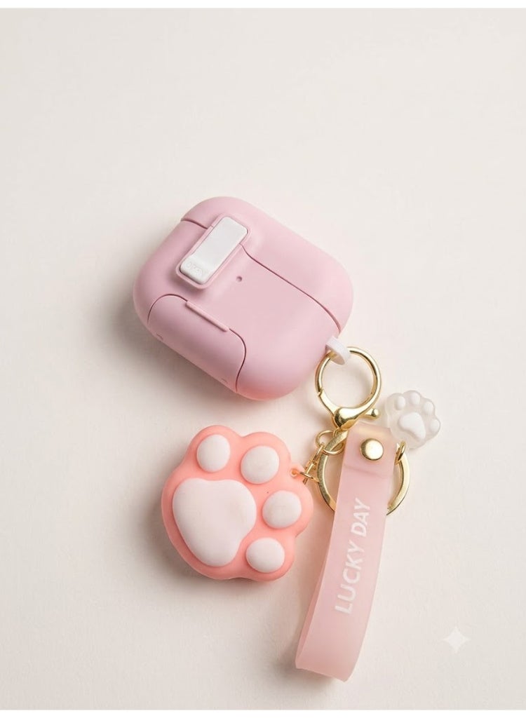 جراب 2 AirPods Pro من الجيل الثاني/الأول مع طقم تنظيف، مسند قابل للتعديل مانع للانزلاق، طلاء مقاوم لبصمات الأصابع، غطاء حماية كامل ضد السقوط مع سلسلة مفاتيح لطيفة، لون وردي