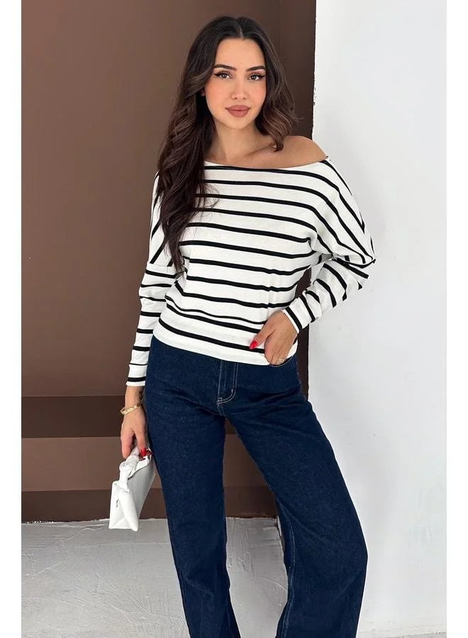 Noa Noa Women's Off-Shoulder Striped Blouse – Paris Touch