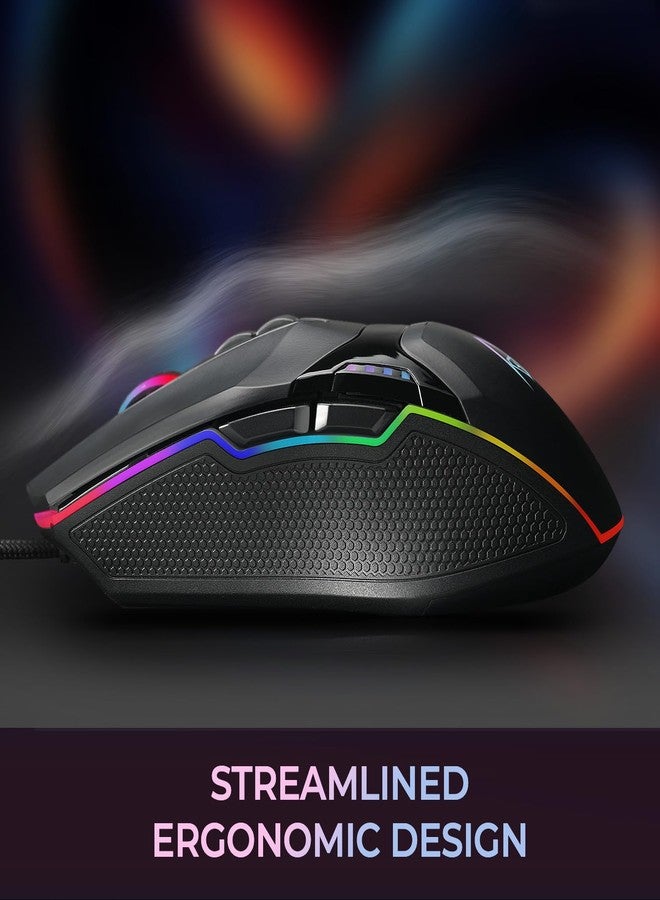 ADESSO iMouse X5 USB RGB Illuminated Gaming Mouse - 7 Buttons, Adjustable Weight, 6 Level DPI Switch up to 6400, Optical Sensor, Ergonomic Design for Right-Handed Gamers, Multi-Color LED Backlight - Image 5