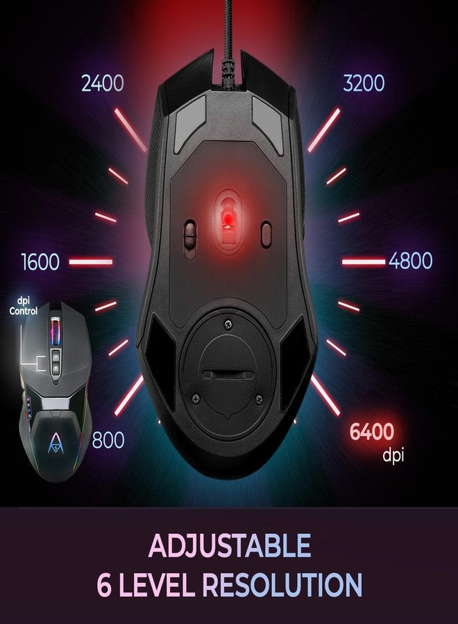 ADESSO iMouse X5 USB RGB Illuminated Gaming Mouse - 7 Buttons, Adjustable Weight, 6 Level DPI Switch up to 6400, Optical Sensor, Ergonomic Design for Right-Handed Gamers, Multi-Color LED Backlight - Image 4