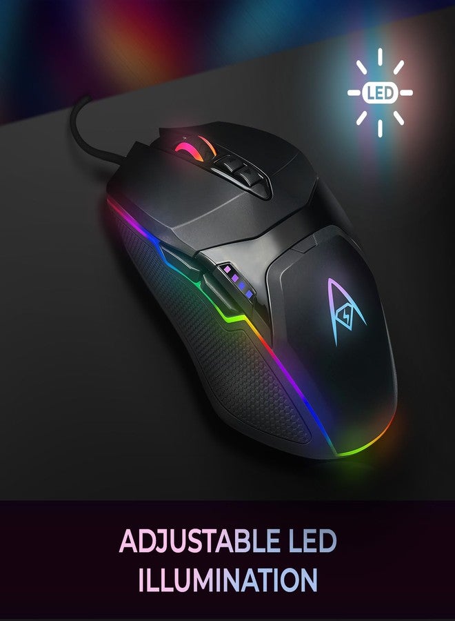 ADESSO iMouse X5 USB RGB Illuminated Gaming Mouse - 7 Buttons, Adjustable Weight, 6 Level DPI Switch up to 6400, Optical Sensor, Ergonomic Design for Right-Handed Gamers, Multi-Color LED Backlight - Image 3