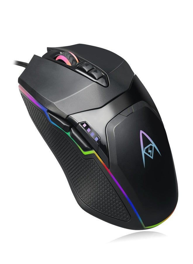 ADESSO iMouse X5 USB RGB Illuminated Gaming Mouse - 7 Buttons, Adjustable Weight, 6 Level DPI Switch up to 6400, Optical Sensor, Ergonomic Design for Right-Handed Gamers, Multi-Color LED Backlight - Image 1