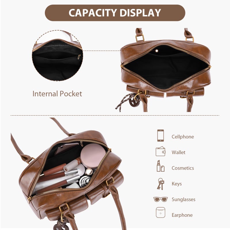 HICARRY Shoulder Bag Retro Top Handle Bag Y2k 90s Multiple Pockets Designer Handbag Soft Trendy Underarm Purse - Image 5