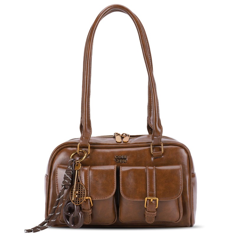 HICARRY Shoulder Bag Retro Top Handle Bag Y2k 90s Multiple Pockets Designer Handbag Soft Trendy Underarm Purse - Image 1