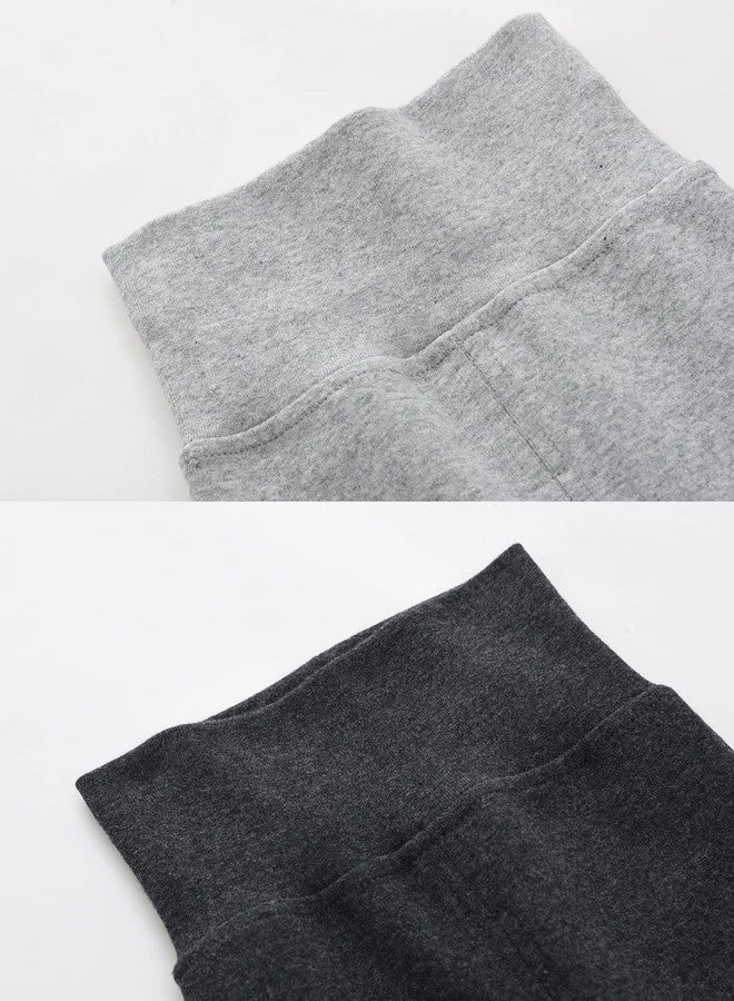 ACESTAR Newborn Baby Boys Girls 3-Pack Cotton High Waist Footed Pants 3-6 Months, Black and Dark&Light Grey - Image 4