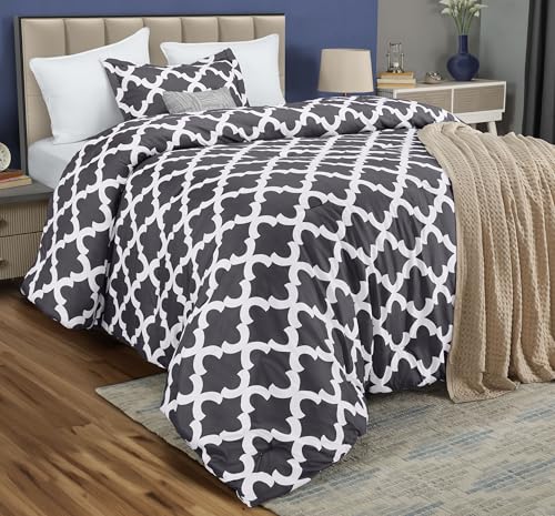 Utopia Bedding Twin Comforter Set Grey Printed Comforters Twin Size 2 Piece Lightweight All Season Down Alternative Bedding Set with 1 Comforter 64 x 88 in and 1 Pillow Shams 20 x 26 in