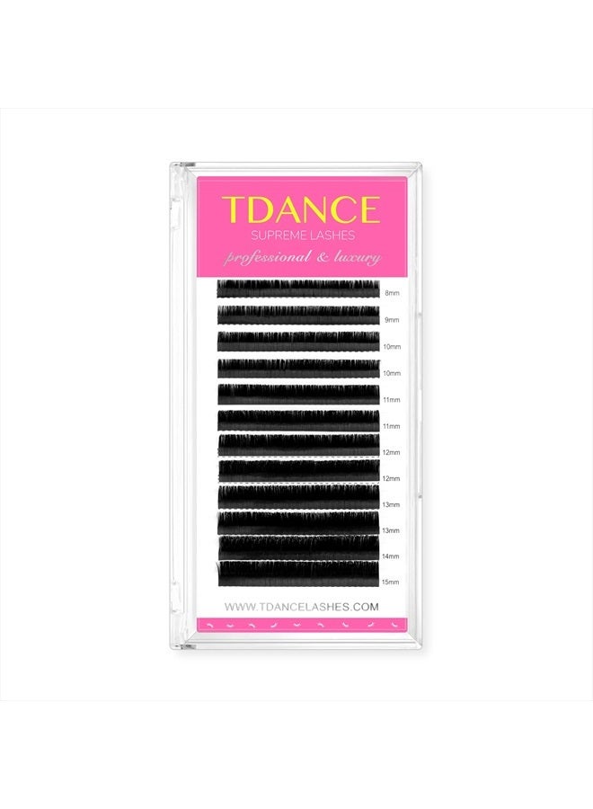 TDANCE Premium C Curl 0.03mm Thickness Semi Permanent Individual Eyelash Extensions Silk Volume Lashes Professional Salon Use Mixed 8-15mm Length In One Tray (C-0.03,8-15mm) - Image 1