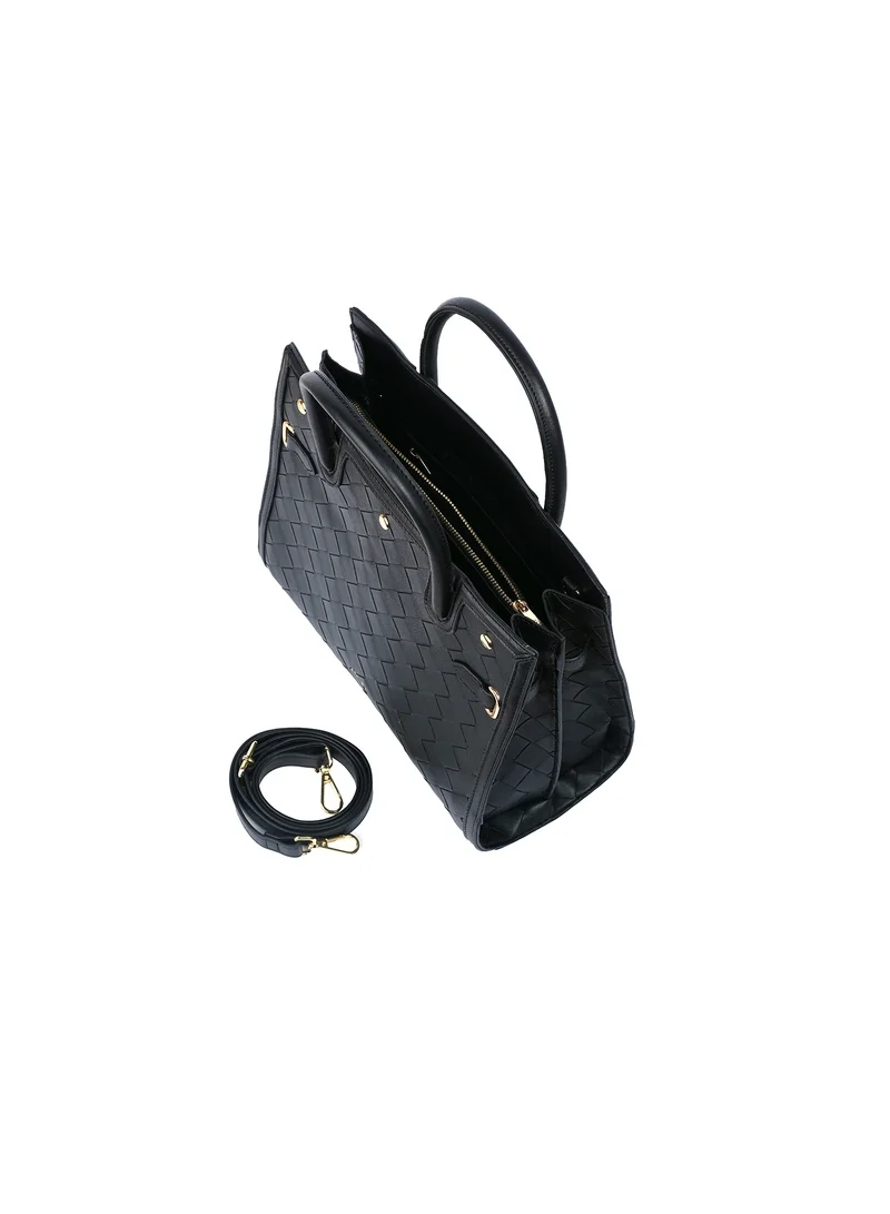 AMICA Makeda Ladies Weaved Leather Satchel Handbag with top handles
