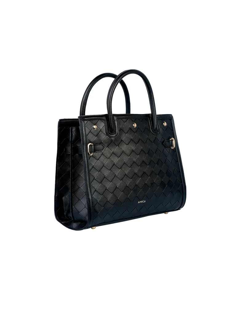 AMICA Makeda Ladies Weaved Leather Satchel Handbag with top handles