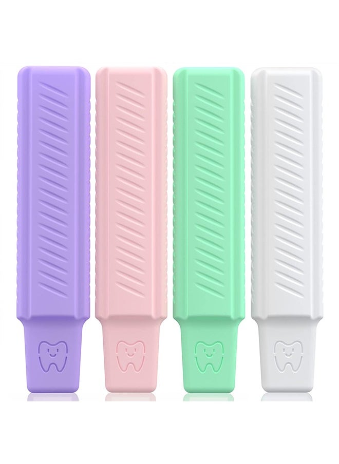 ACTION - 4 Pack Handheld Cute Aligner Chewies for Invisalign Compatible with Invisalign Braces Aligner Retainer Silicone Orthodontic Munchies Chompers Aligners Retainers(Unflavored)Purple Pink Green White - Image 1