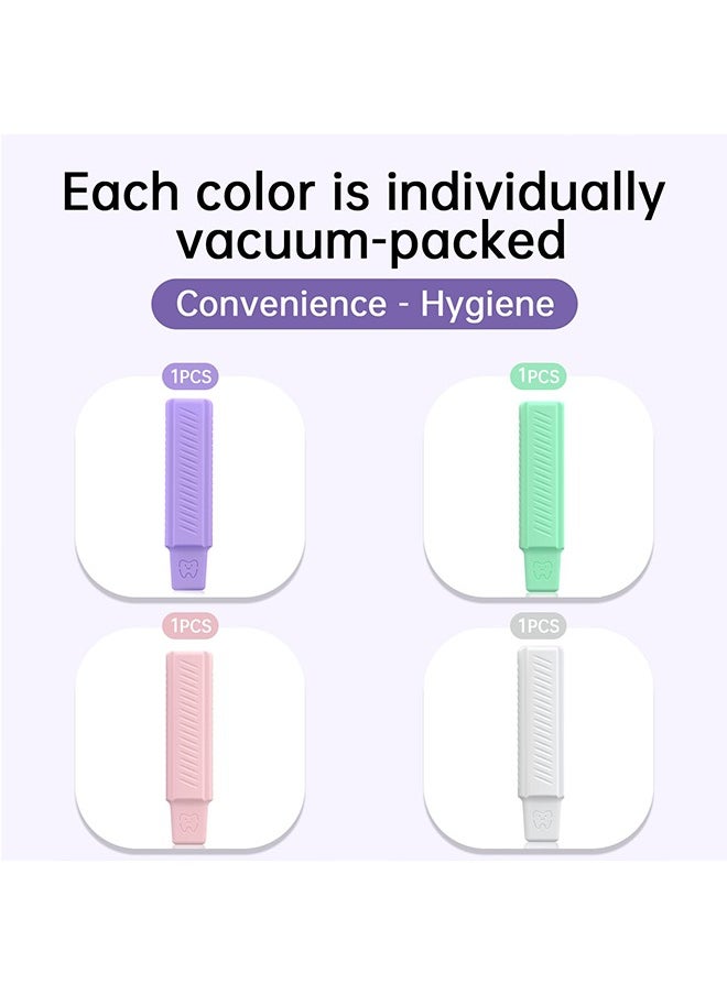 ACTION - 4 Pack Handheld Cute Aligner Chewies for Invisalign Compatible with Invisalign Braces Aligner Retainer Silicone Orthodontic Munchies Chompers Aligners Retainers(Unflavored)Purple Pink Green White - Image 1