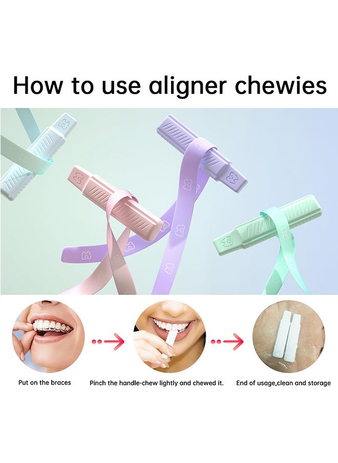 ACTION - 4 Pack Handheld Cute Aligner Chewies for Invisalign Compatible with Invisalign Braces Aligner Retainer Silicone Orthodontic Munchies Chompers Aligners Retainers(Unflavored)Purple Pink Green White - Image 1