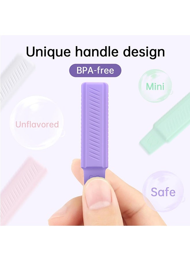 ACTION - 4 Pack Handheld Cute Aligner Chewies for Invisalign Compatible with Invisalign Braces Aligner Retainer Silicone Orthodontic Munchies Chompers Aligners Retainers(Unflavored)Purple Pink Green White - Image 1