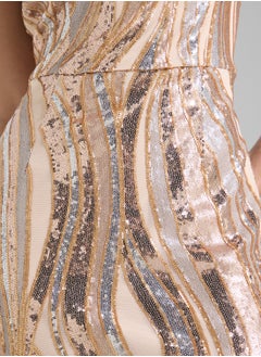 Adrianna Papell Embellished Side Slit One Shoulder Dress  - Image 4