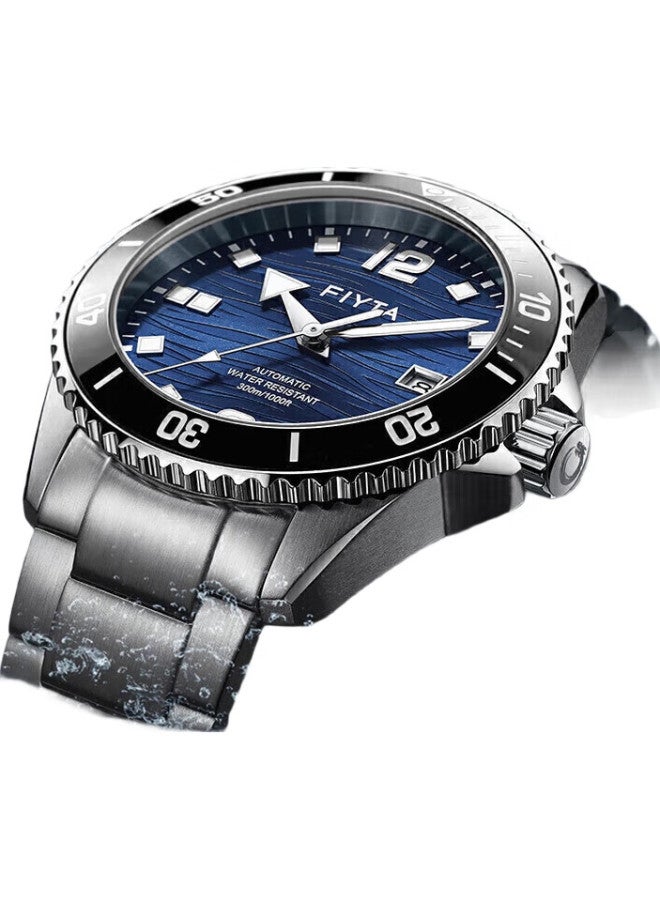 FIYTA Ocean Series "Longdong" Diving Style Blue Dial Steel Band Men'S Mechanical Watch, Holiday Gift Box For Boyfriend - Image 2
