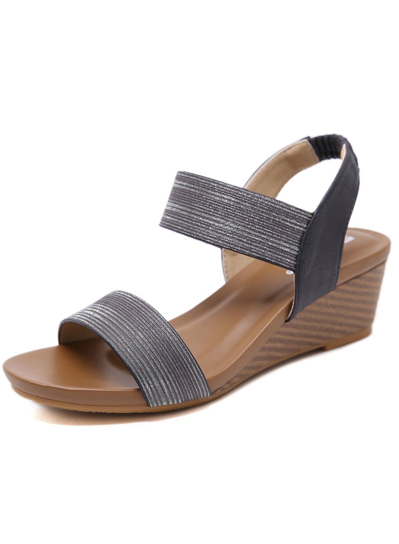 Loquat Wedges And Rubber Sandals For Women Grey 