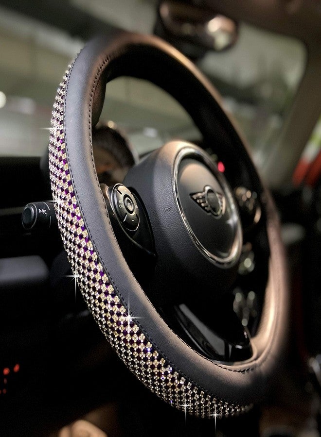PINCTROT Bling Bling Comfy Steering Wheel Cover with Jumbo Crystal Rhinestones, Anti-Slip Diamond Leather, Universal 15 Inch (Purple) - Image 1