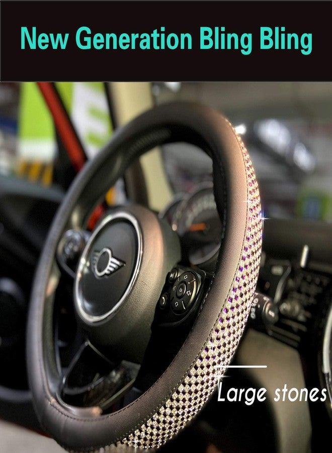 PINCTROT Bling Bling Comfy Steering Wheel Cover with Jumbo Crystal Rhinestones, Anti-Slip Diamond Leather, Universal 15 Inch (Purple) - Image 2