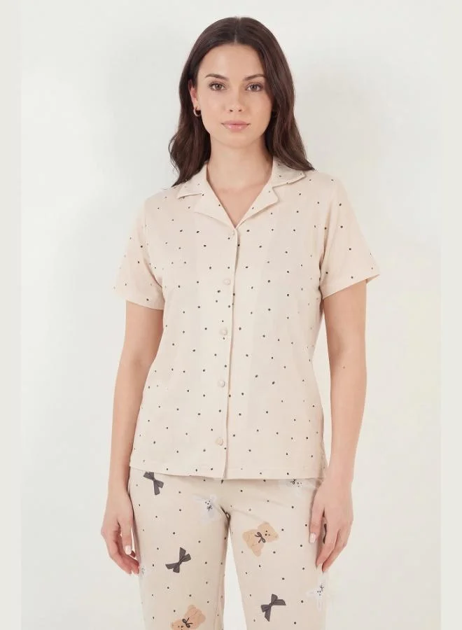 Lela  Lela Patterned Regular Fit Buttoned Short-Sleeved Soft Textured Pajama Set for Women PAJAMAS SET 65770110 for Women | Best Price UAE