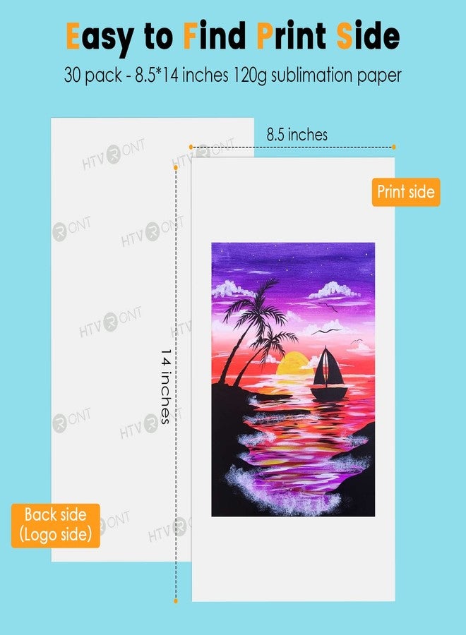 HTVRONT Sublimation Paper for T-Shirts & Mugs,30 Sheets 8.5x14 Inch - Image 3