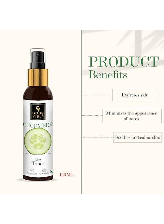 Good Vibes Cucumber Glow Toner 120 ml, Hydrating Pore Tightening Moisturizing Revitalising Face Spray Toner for All Skin Types, Natural, No Alcohol, Parabens & Sulphates, No Animal Testing - Image 3