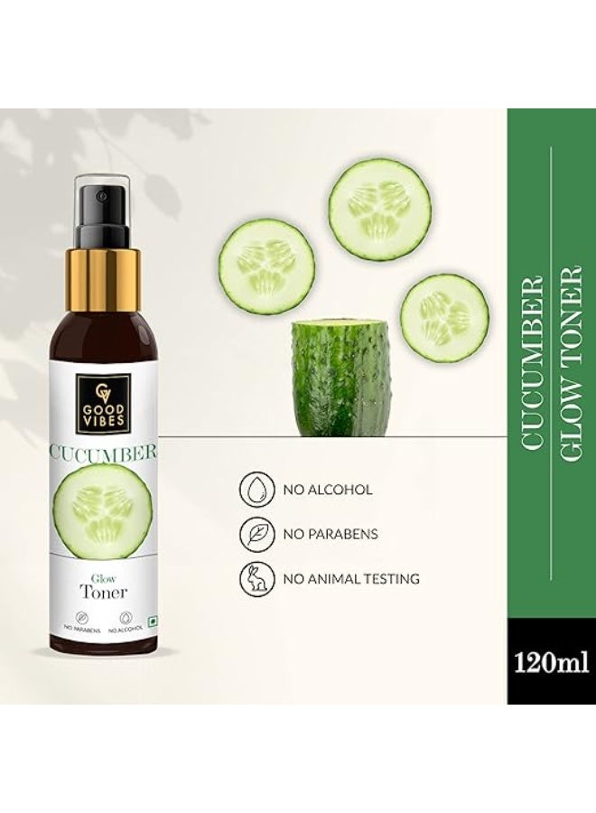 Good Vibes Cucumber Glow Toner 120 ml, Hydrating Pore Tightening Moisturizing Revitalising Face Spray Toner for All Skin Types, Natural, No Alcohol, Parabens & Sulphates, No Animal Testing - Image 2