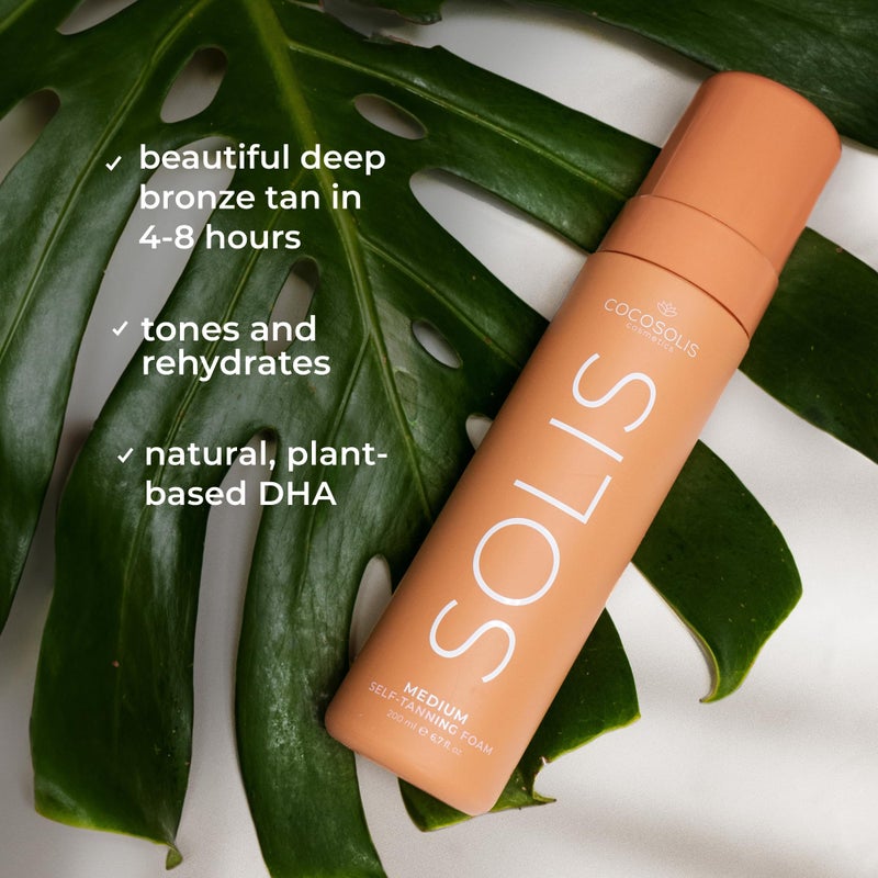 COCOSOLIS SOLIS medium self-tanning lotion for face and body, mousse for a rich, natural and long-lasting tan, with plant-based DHA (200 ml) - Image 5