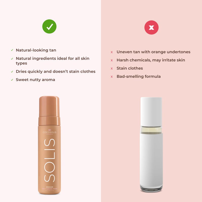 COCOSOLIS SOLIS medium self-tanning lotion for face and body, mousse for a rich, natural and long-lasting tan, with plant-based DHA (200 ml) - Image 3