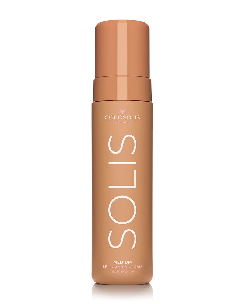 COCOSOLIS SOLIS medium self-tanning lotion for face and body, mousse for a rich, natural and long-lasting tan, with plant-based DHA (200 ml) - Image 1
