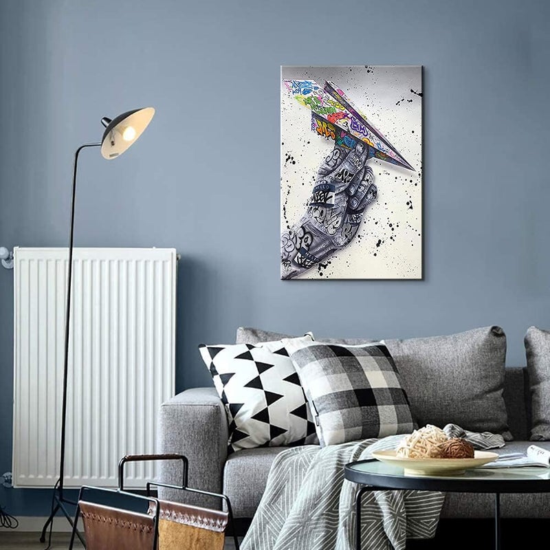 Mistyefly Colorful Pop Art Canvas Wall Art - Framed Graffiti Decor for Living Room & Bedroom (12''Wx18''H) - Image 4