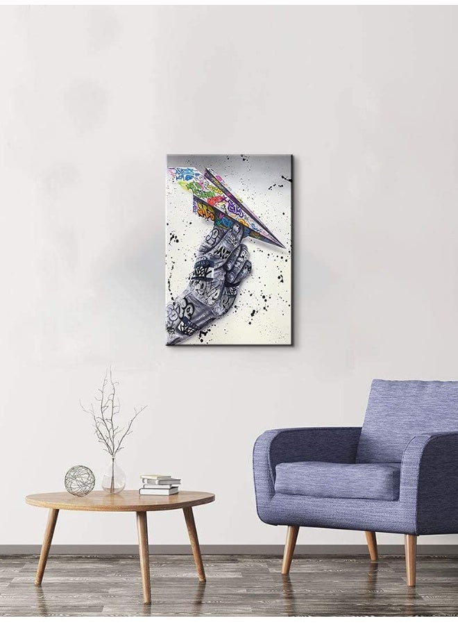 Mistyefly Colorful Pop Art Canvas Wall Art - Framed Graffiti Decor for Living Room & Bedroom (12''Wx18''H) - Image 3