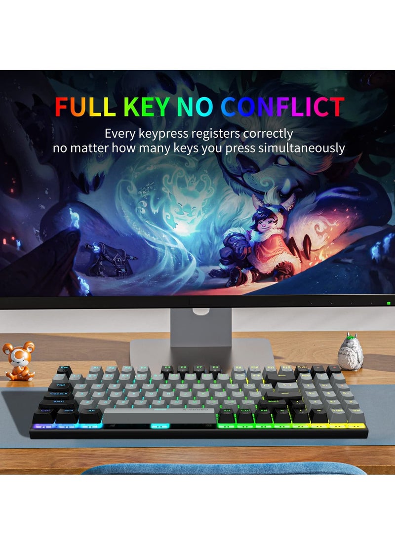 94 keys Gasket Mechanical Keyboard, Wired Red Switch Gaming Keyboard with Number Pad and Soundproof Cotton,RGB Backlit Keyboard for PC/Computer