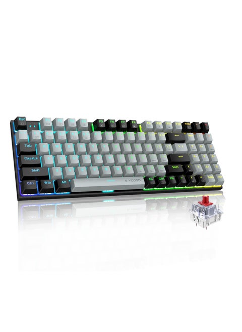 94 keys Gasket Mechanical Keyboard, Wired Red Switch Gaming Keyboard with Number Pad and Soundproof Cotton,RGB Backlit Keyboard for PC/Computer