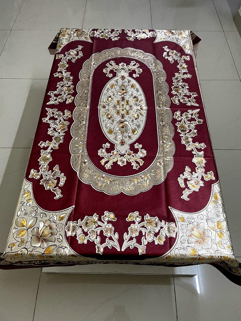 Bless Kraft Premium Elegantly Designed Center Table Cover PVC 4 Seater Center Table Cover Size 60 x 40 Inch Dark Gold  - Image 4